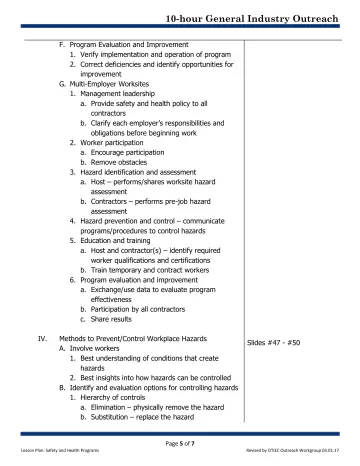 Page 5: F. Program Evaluation and Improvement