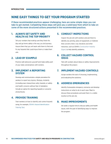 Page 10: NINE EASY THINGS TO GET YOUR PROGRAM STARTED