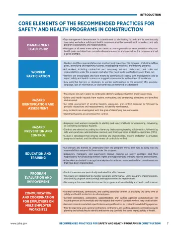 Page 11: CORE ELEMENTS OF THE RECOMMENDED PRACTICES FOR SAFETY AND HEALTH PROGRAMS IN CONSTRUCTION