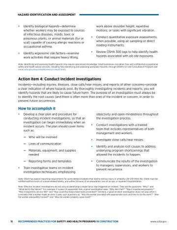 Page 22: Action item 4: Conduct incident investigations