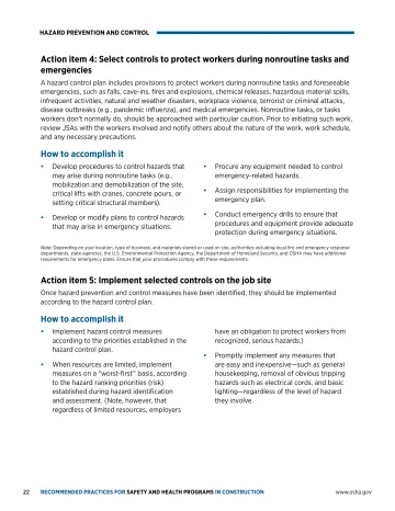 Page 26: Action item 4: Select controls to protect workers during nonroutine tasks and emergencies