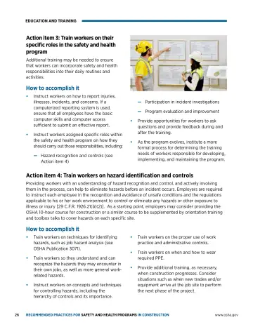 Page 30: Action item 3: Train workers on their specific roles in the safety and health program