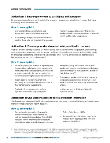 Page 16: Action item 1: Encourage workers to participate in the program