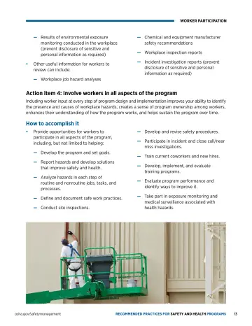 Page 17: Action item 4: Involve workers in all aspects of the program
