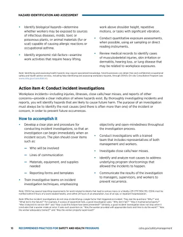 Page 22: Action item 4: Conduct incident investigations