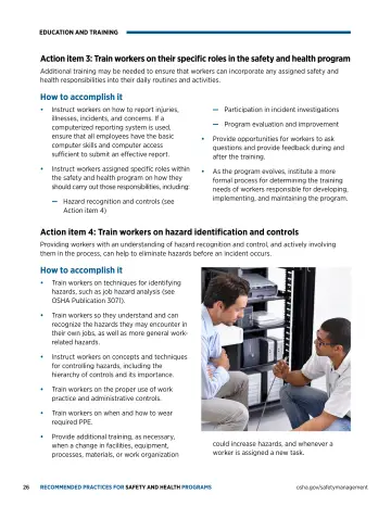 Page 30: Action item 3: Train workers on their specific roles in the safety and health program