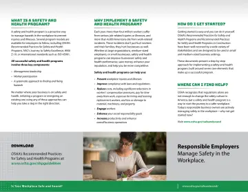 Page 2: WHAT IS A SAFETY AND HEALTH PROGRAM? WHY IMPLEMENT A SAFETY AND HEALTH PROGRAM?