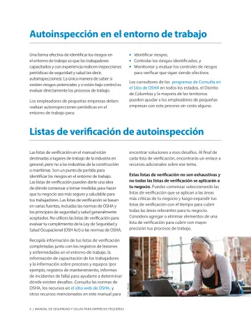 Page 8: Autoinspección en el entorno de trabajo
