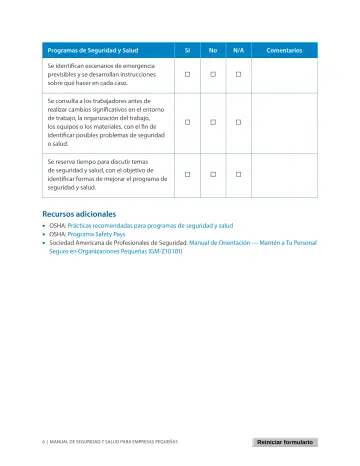 Page 10: OSHA: Prácticas recomendadas para programas de seguridad y salud
