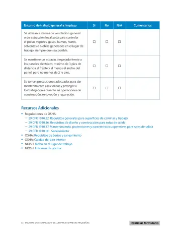 Page 12: Entorno de trabajo general y limpieza