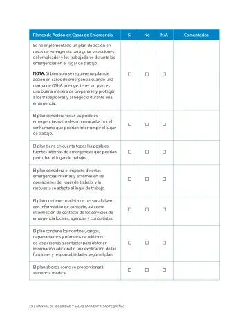 Page 27: Planes de Acción en Casos de Emergencia