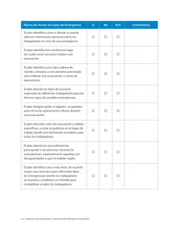 Page 28: Planes de Acción en Casos de Emergencia