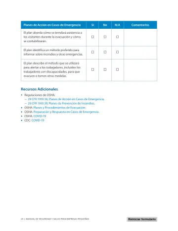 Page 29: Planes de Acción en Casos de Emergencia