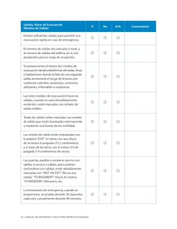 Page 30: Salidas, Rutas de Evacuación