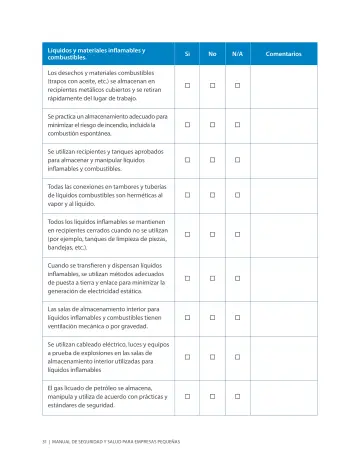 Page 35: Líquidos y materiales inflamables y combustibles.