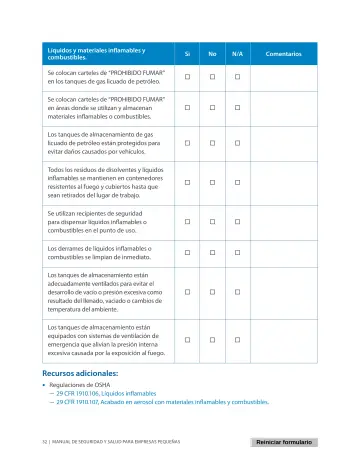 Page 36: Líquidos y materiales inflamables y combustibles.
