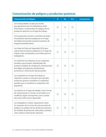 Page 41: Comunicación de peligros y productos químicos