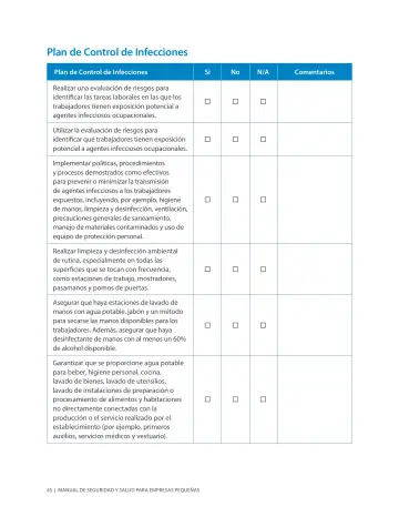 Page 49: Plan de Control de Infecciones