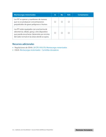 Page 67: Regulaciones de OSHA: 29 CFR 1910.178, Montacargas motorizados
