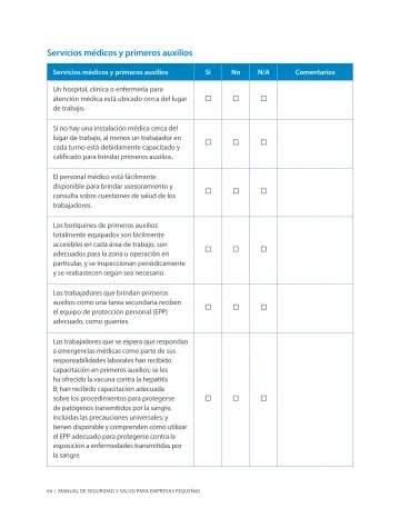 Page 68: Servicios médicos y primeros auxilios
