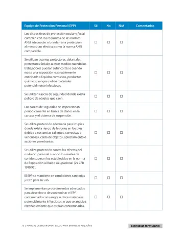 Page 77: Equipo de Protección Personal (EPP)