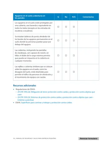 Page 82: Agujeros en el suelo y aberturas en las paredes