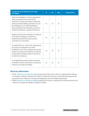 Page 96: Prevención de la Violencia en el Lugar de Trabajo