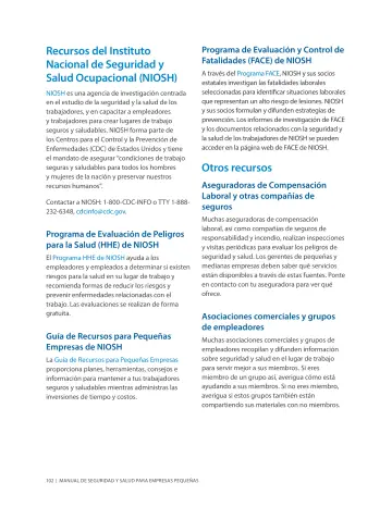 Page 106: Recursos del Instituto Nacional de Seguridad y Salud Ocupacional (NIOSH)