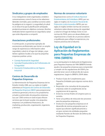 Page 107: Ley de Equidad en la Aplicación de Reglamentos para Pequeñas Empresas de 1996 (SBREFA)