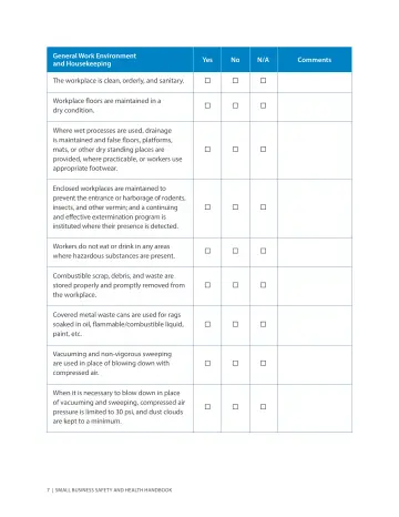 Page 11: General Work Environment and Housekeeping