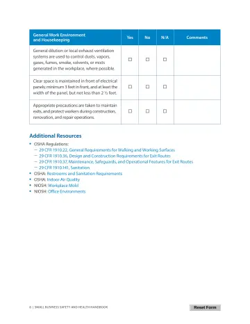 Page 12: General Work Environment and Housekeeping