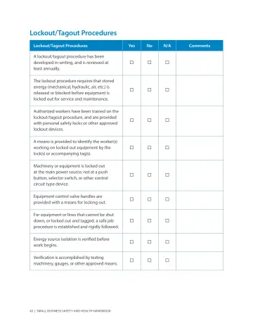 Page 49: Lockout/Tagout Procedures