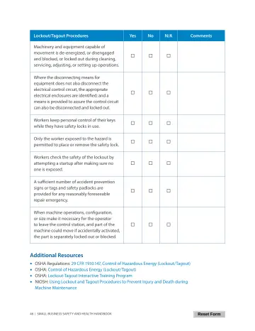 Page 50: Lockout/Tagout Procedures