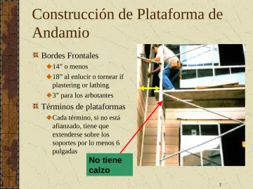 Slide 7: Construcción de Plataforma de Andamio