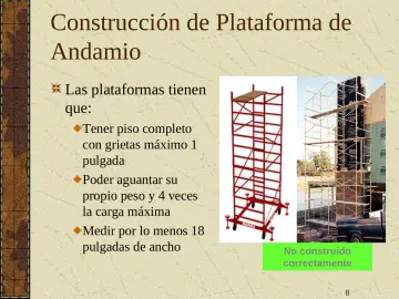Slide 8: Construcción de Plataforma de Andamio