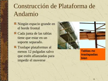 Slide 9: Construcción de Plataforma de Andamio
