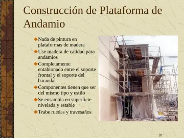 Slide 10: Construcción de Plataforma de Andamio