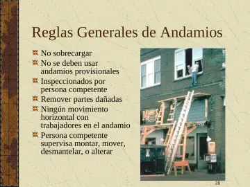 Slide 26: Reglas Generales de Andamios