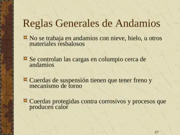 Slide 27: Reglas Generales de Andamios