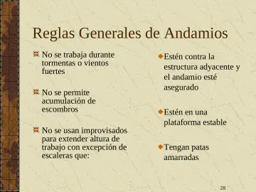 Slide 28: Reglas Generales de Andamios