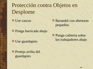 Slide 39: Protección contra Objetos en Desplome
