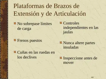 Slide 44: Plataformas de Brazos de Extensión y de Articulación