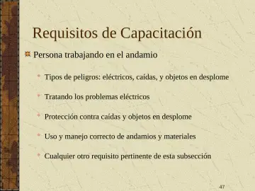 Slide 47: Requisitos de Capacitación