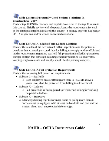 Page 5: Slide 12: Most Frequently Cited Serious Violations In Construction - 2007