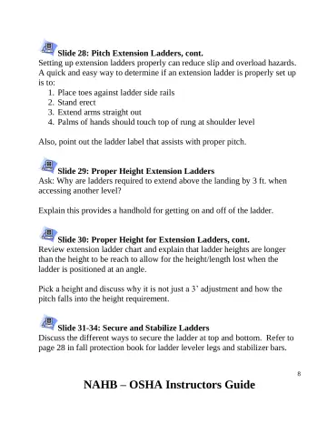 Page 9: Slide 28: Pitch Extension Ladders, cont.