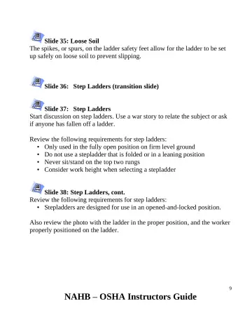 Page 10: Only used in the fully open position on firm level ground