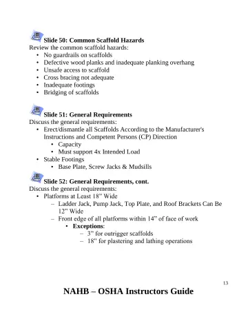 Page 14: Slide 50: Common Scaffold Hazards