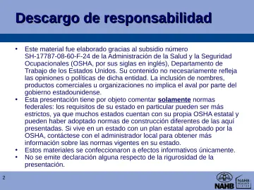 Slide 2: Descargo de responsabilidad
