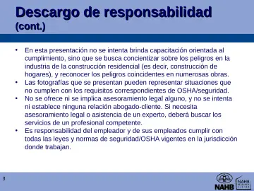 Slide 3: Descargo de responsabilidad