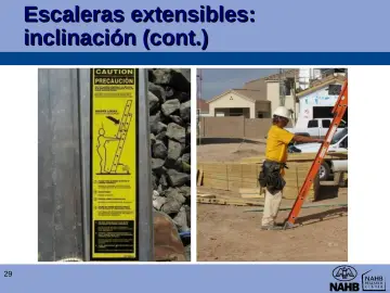 Slide 29: Escaleras extensibles: inclinación (cont.)